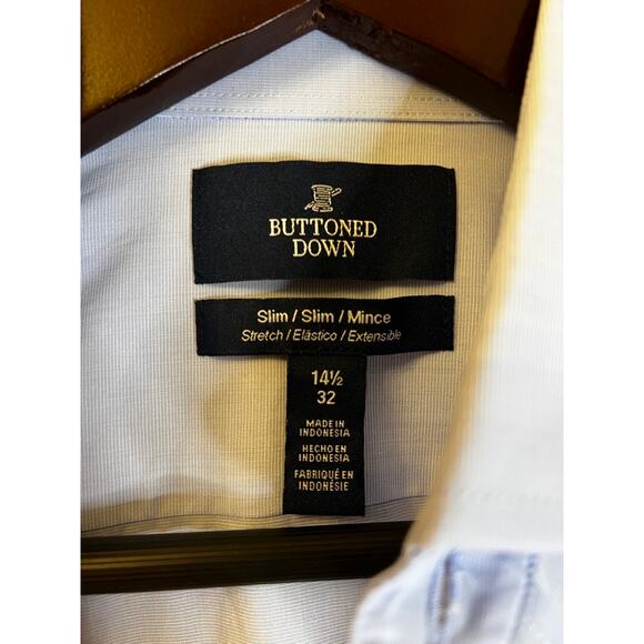 Buttons Down Blue Shirt Size 14.5/32 Slim Fit - Picture 2 of 2